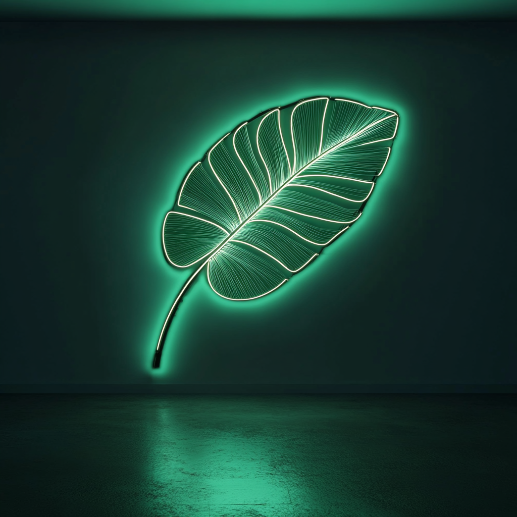 Palm Leaf - Green Neon Sign, 18 Inches