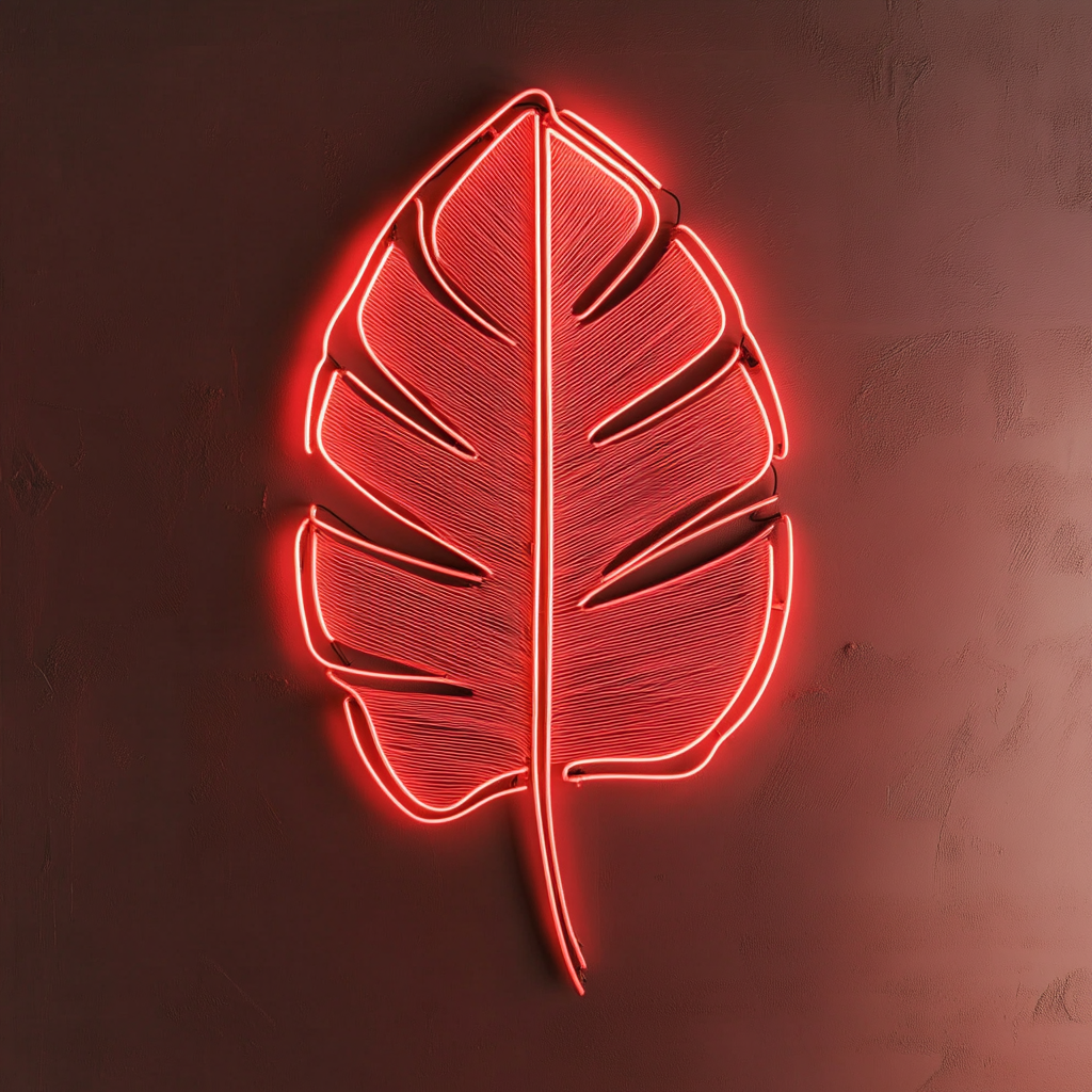 Palm Leaf - Red Neon Sign, 24 Inches