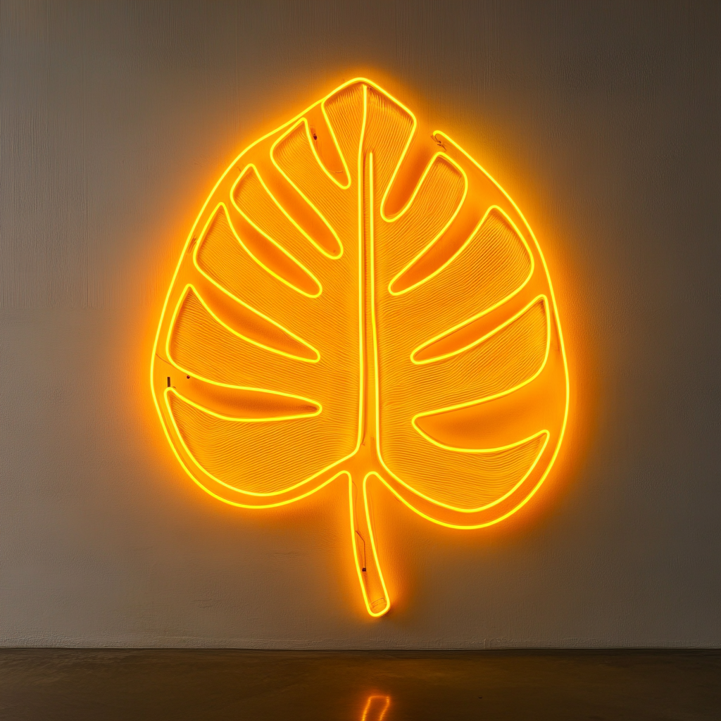 Palm Leaf - Yellow Neon Sign, 24 Inches