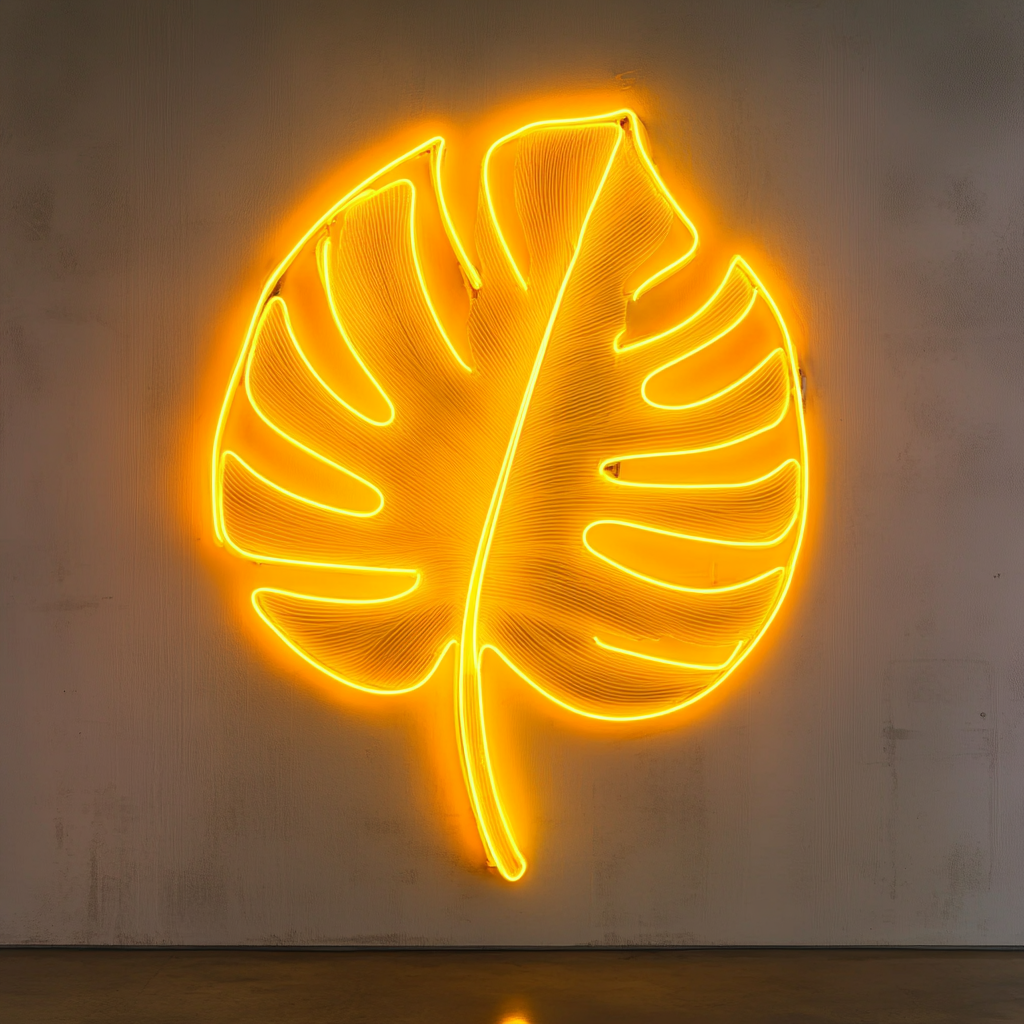 Palm Leaf - Yellow Neon Sign, 18 Inches