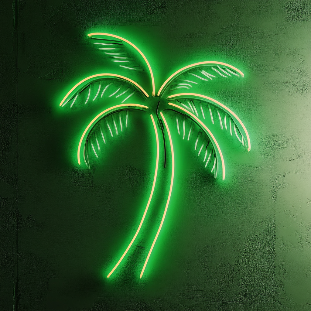 Palm Tree - Green Neon Sign, 18 Inches