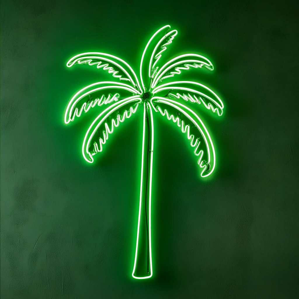 Palm Tree - Green Neon Sign, 18 Inches