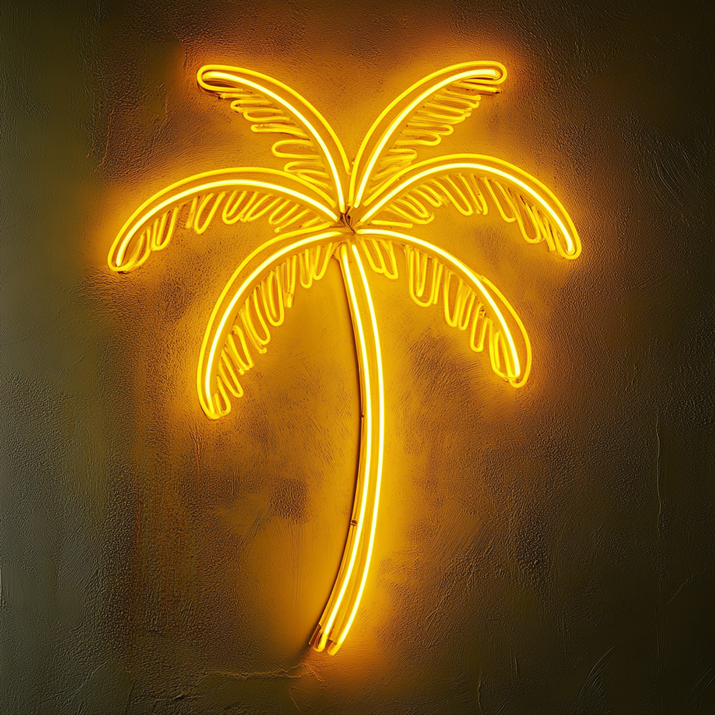 Palm Tree - Yellow Neon Sign, 24 Inches