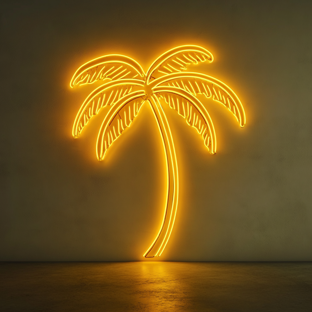 Palm Tree - Yellow Neon Sign, 24 Inches