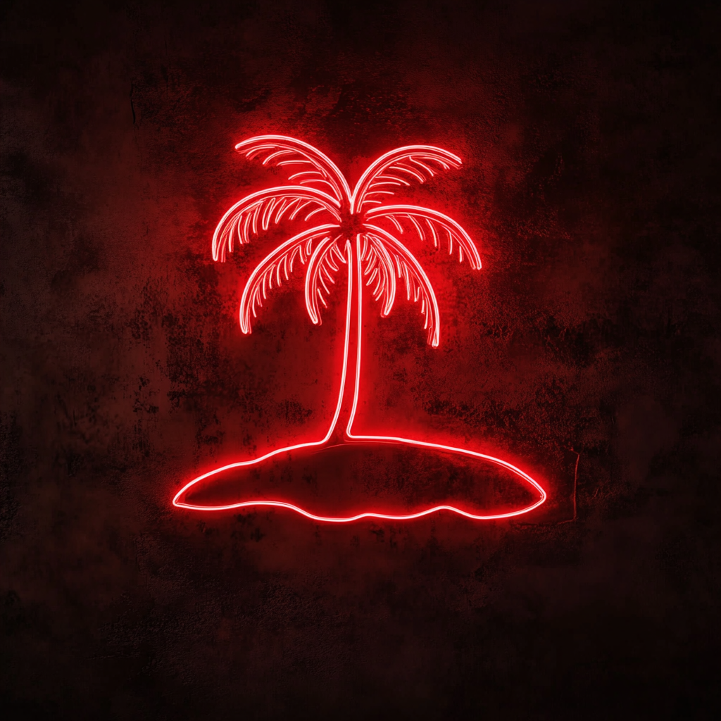 Palm Tree Island - Red Neon Sign, 24 Inches