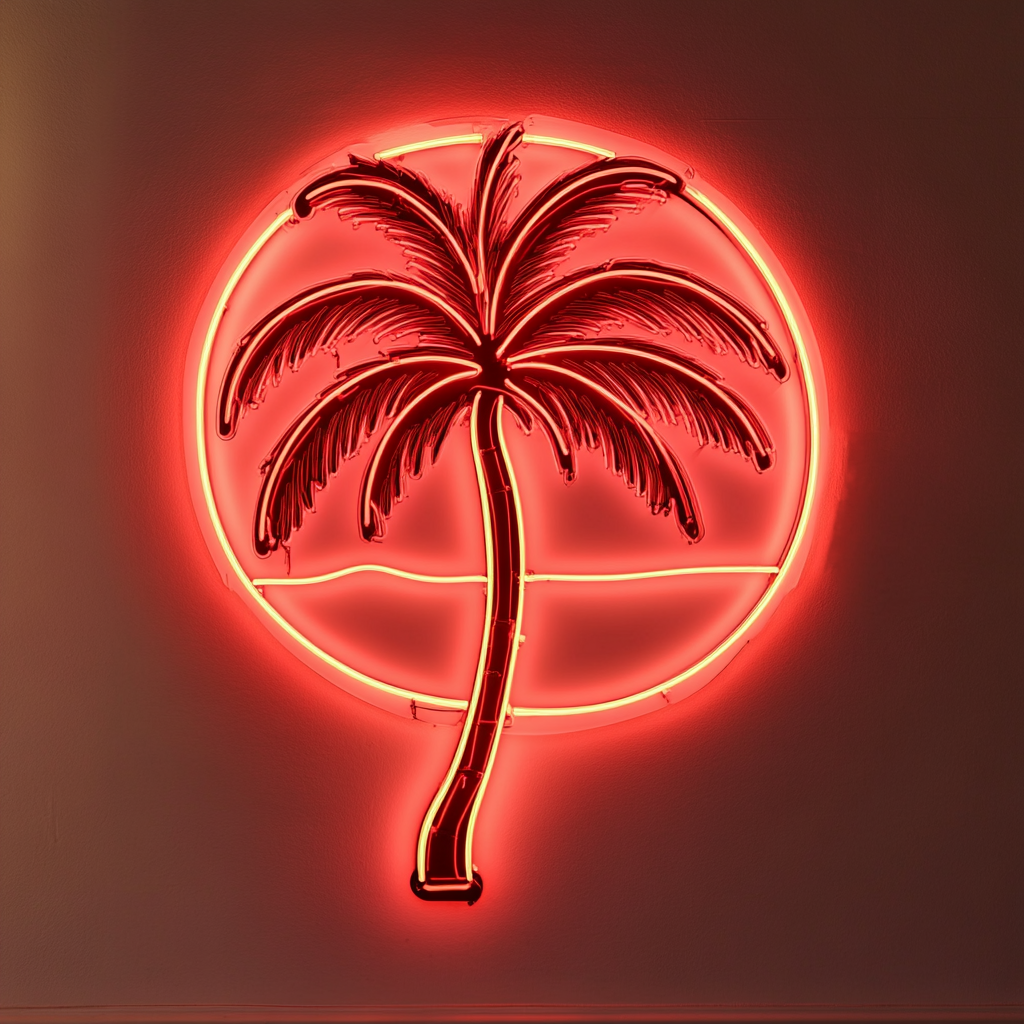 Palm Tree with Sunset - Red Neon Sign, 24 Inches