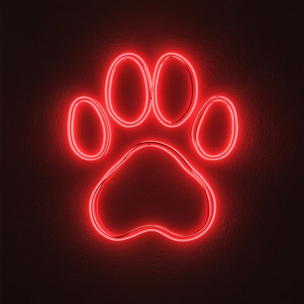 Paw - Red Neon Sign, 18 Inches