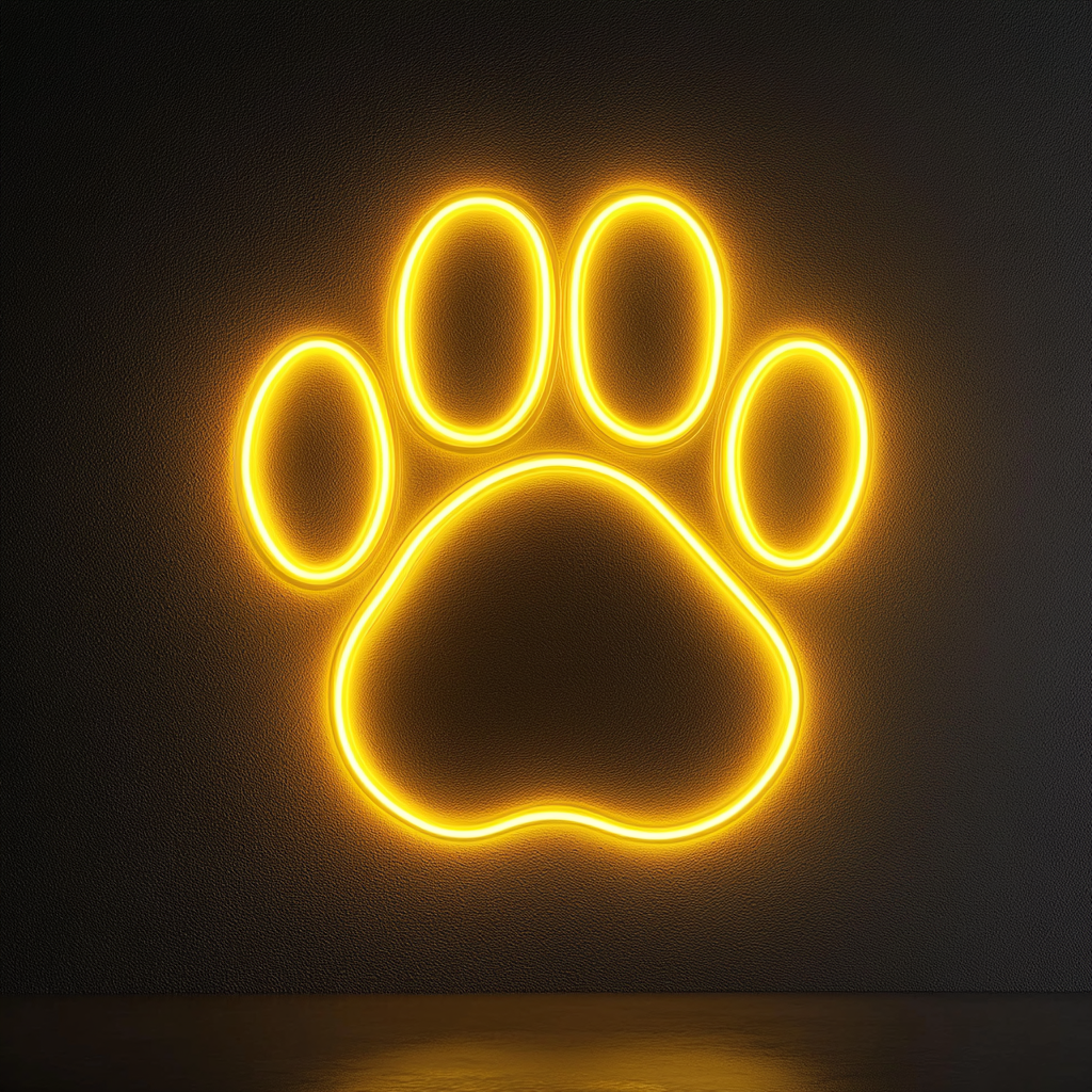 Paw - Yellow Neon Sign, 24 Inches