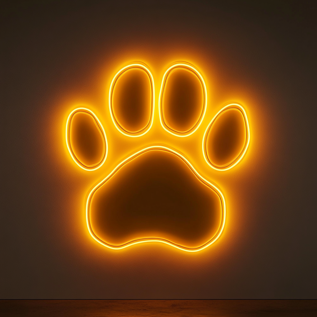 Paw - Yellow Neon Sign, 24 Inches