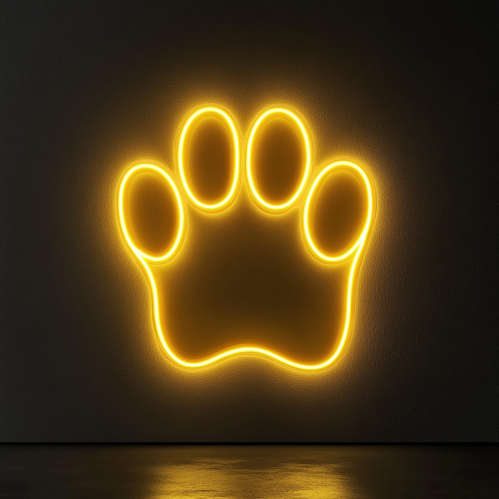 Paw - Yellow Neon Sign, 18 Inches