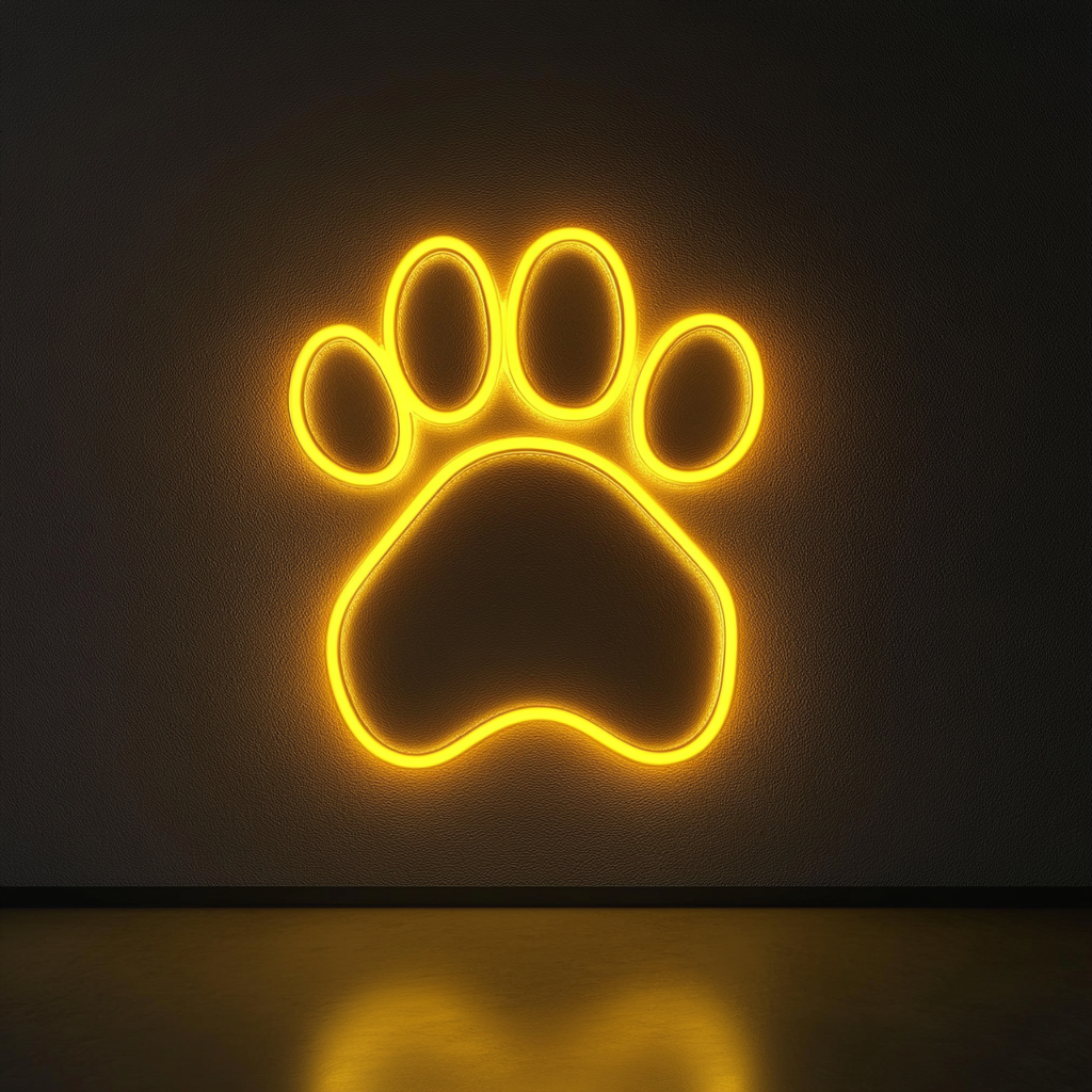 Paw - Yellow Neon Sign, 18 Inches