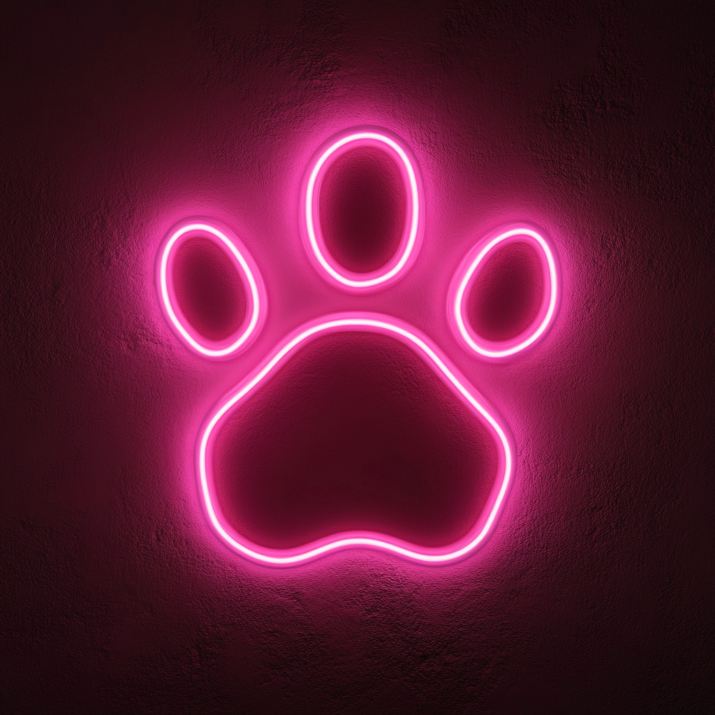 Paw Print with Heart - Pink Neon Sign, 18 Inches