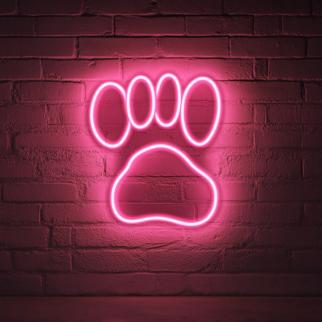 Paw Print with Heart - Pink Neon Sign, 18 Inches