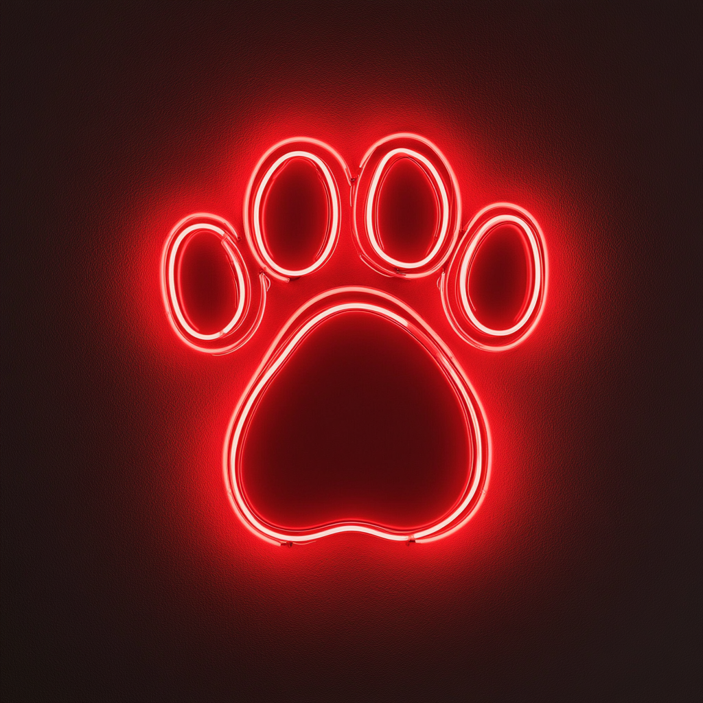 Paw Print with Heart - Red Neon Sign, 18 Inches