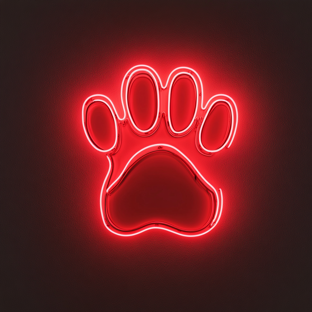 Paw Print with Heart - Red Neon Sign, 18 Inches