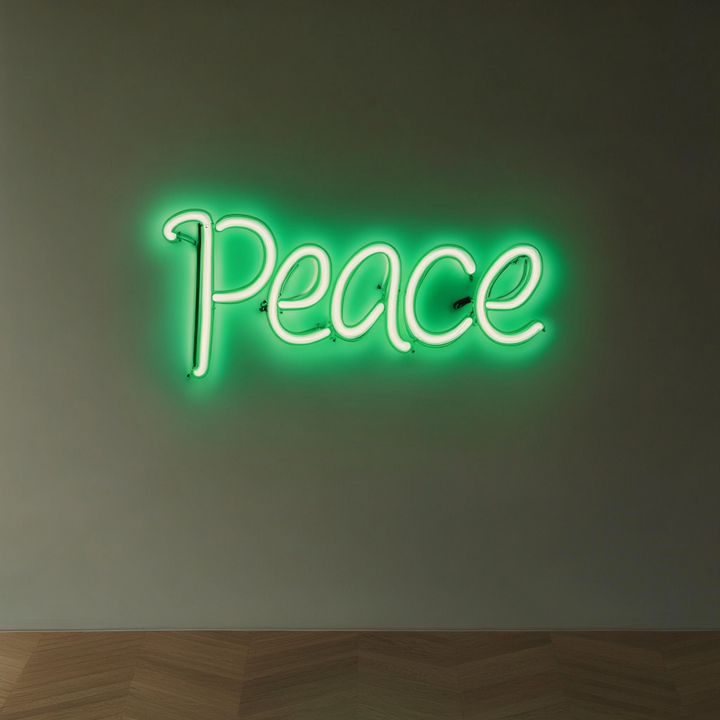 Peace - Green Neon Sign, 24 Inches