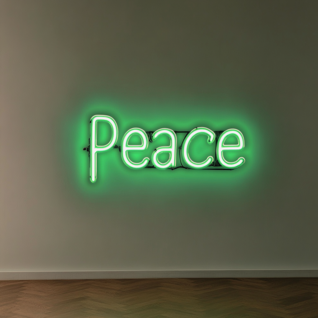 Peace - Green Neon Sign, 18 Inches
