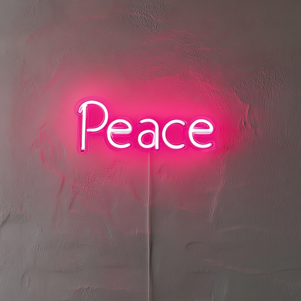Peace - Pink Neon Sign, 18 Inches