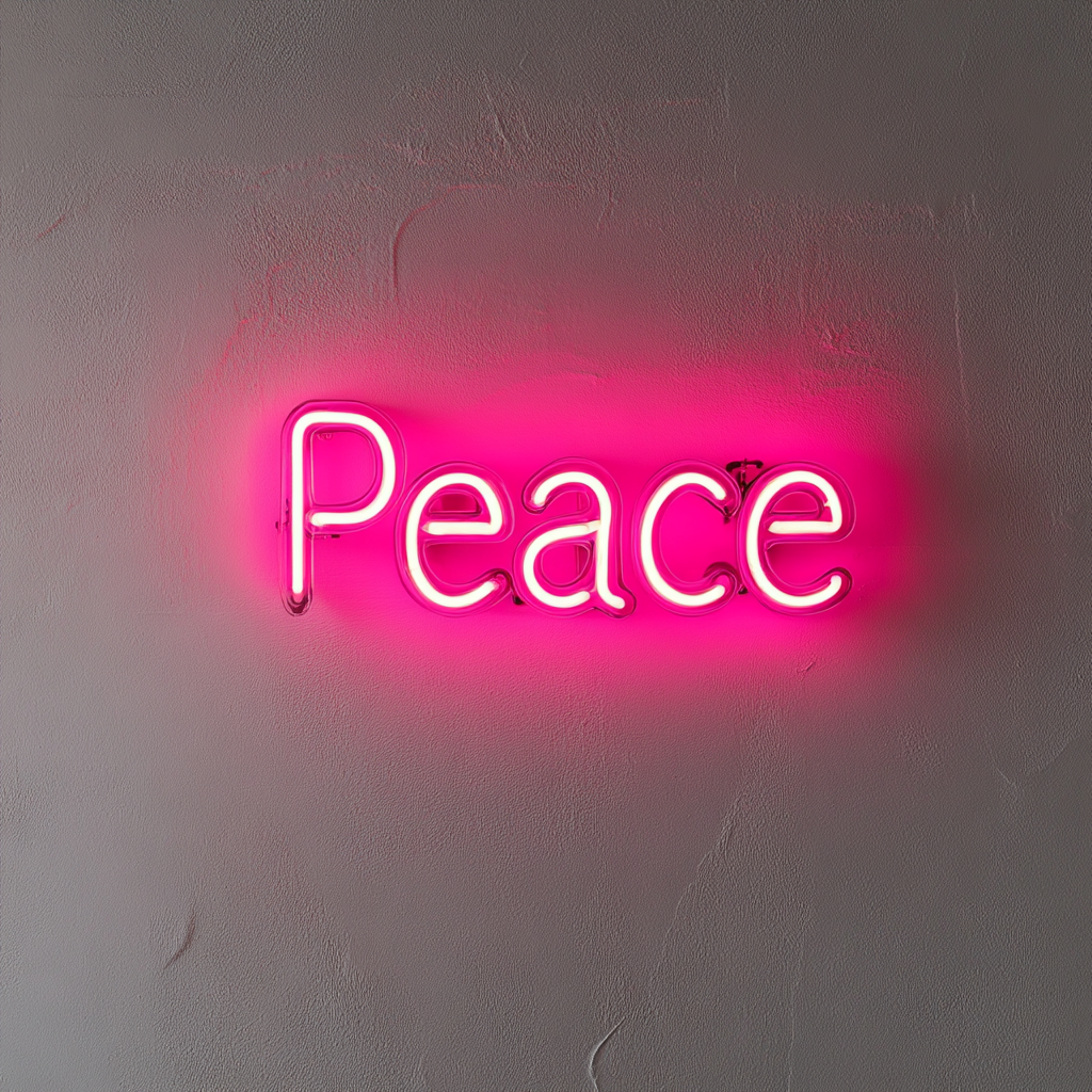 Peace - Pink Neon Sign, 24 Inches