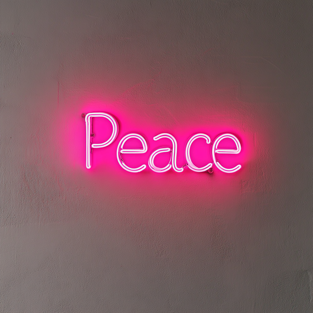 Peace - Pink Neon Sign, 18 Inches