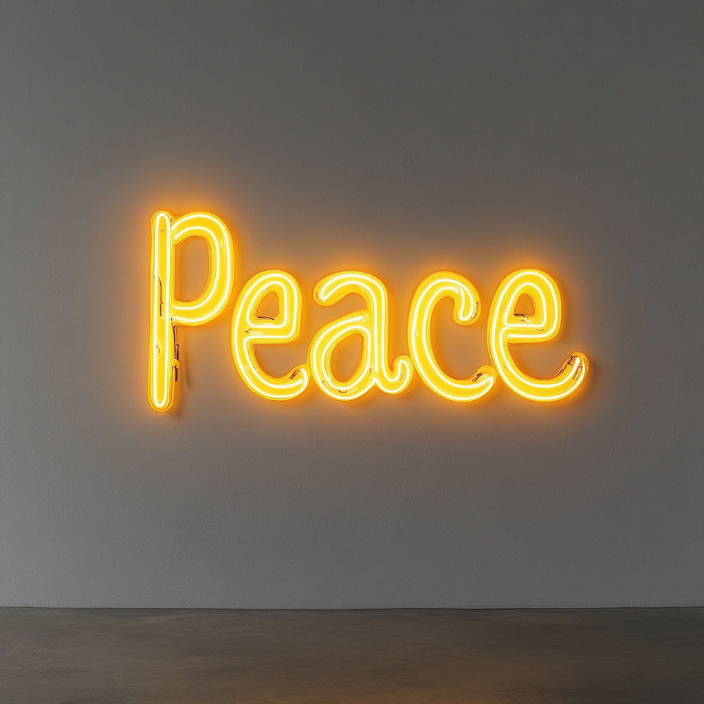 Peace - Yellow Neon Sign, 18 Inches