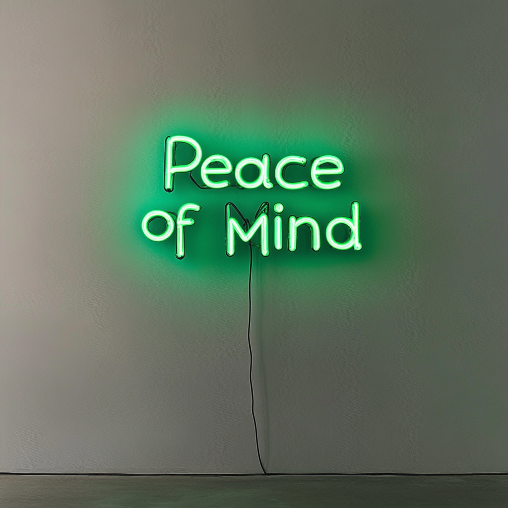 Peace of Mind - Green Neon Sign, 24 Inches