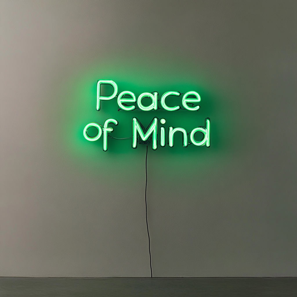 Peace of Mind - Green Neon Sign, 18 Inches