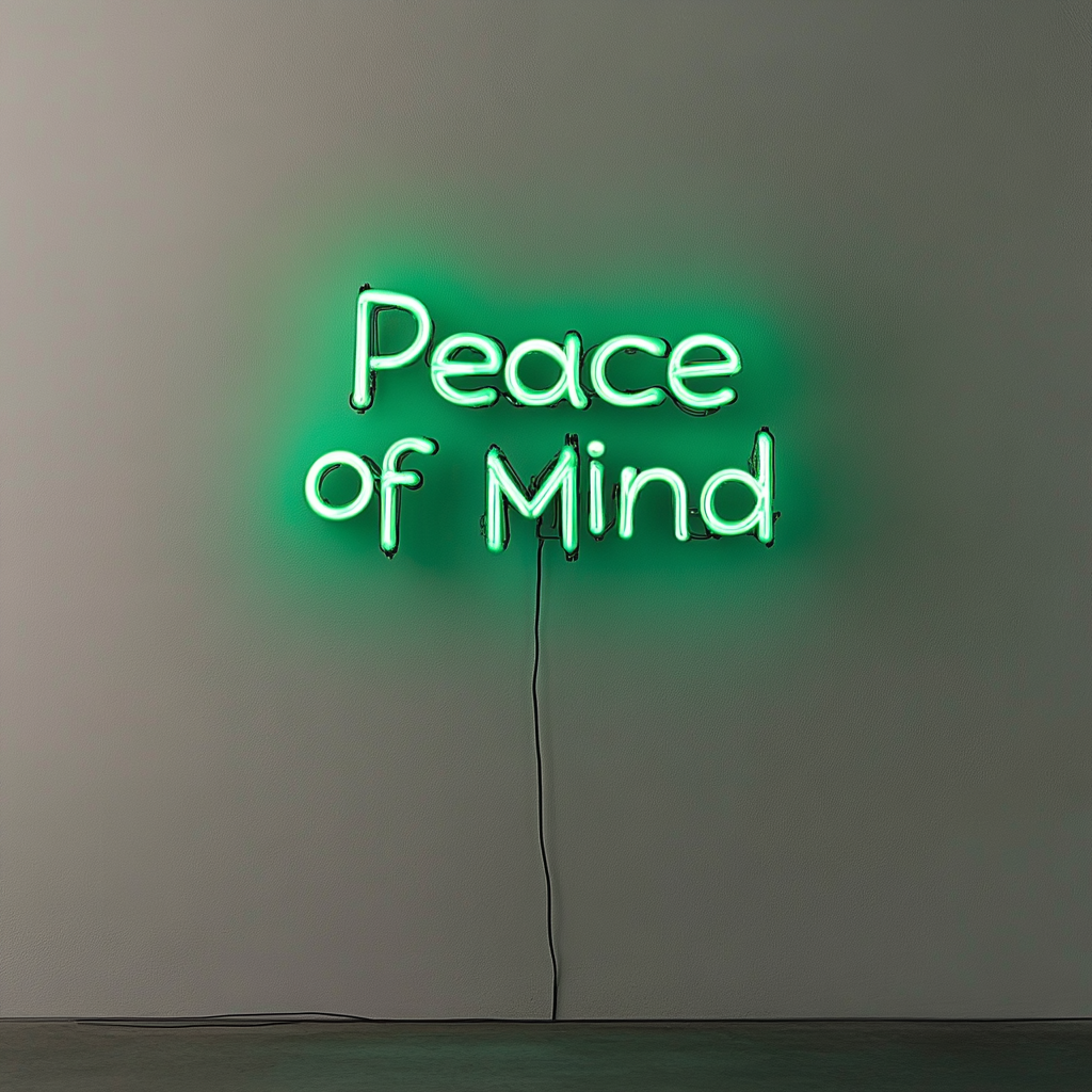 Peace of Mind - Green Neon Sign, 24 Inches