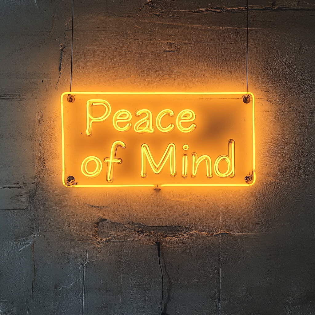Peace of Mind - Yellow Neon Sign, 18 Inches