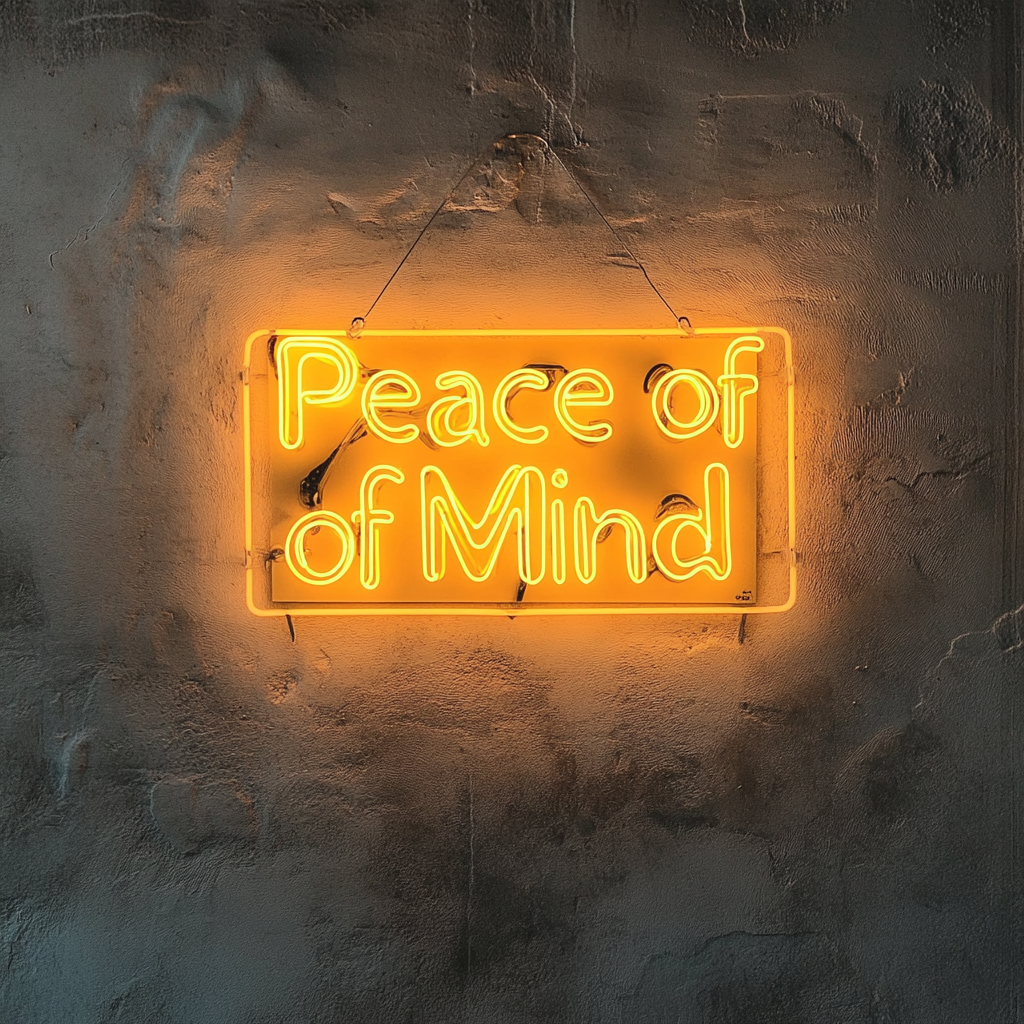 Peace of Mind - Yellow Neon Sign, 18 Inches