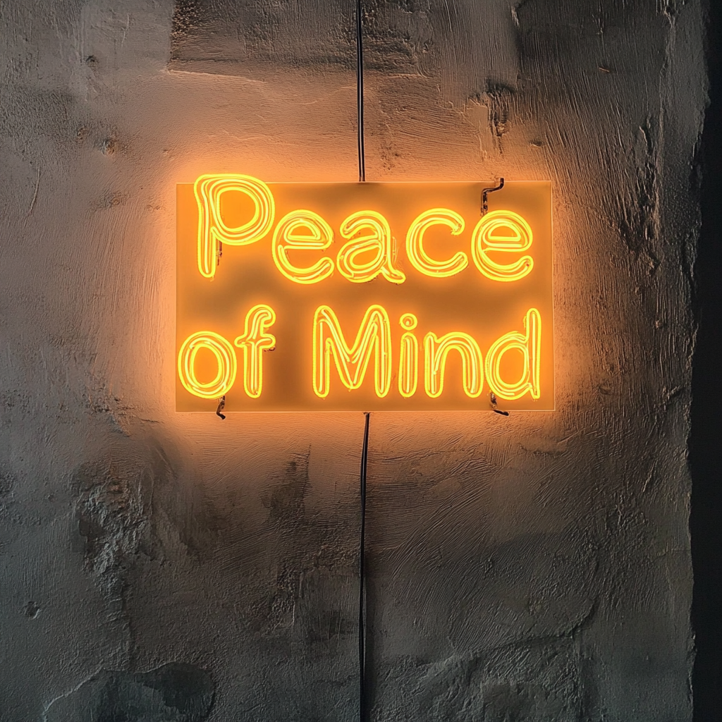 Peace of Mind - Yellow Neon Sign, 18 Inches