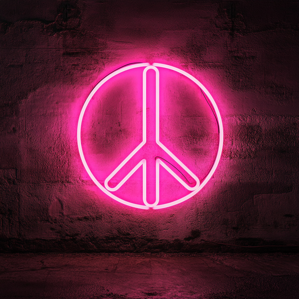 Peace Sign - Pink Neon Sign, 24 Inches