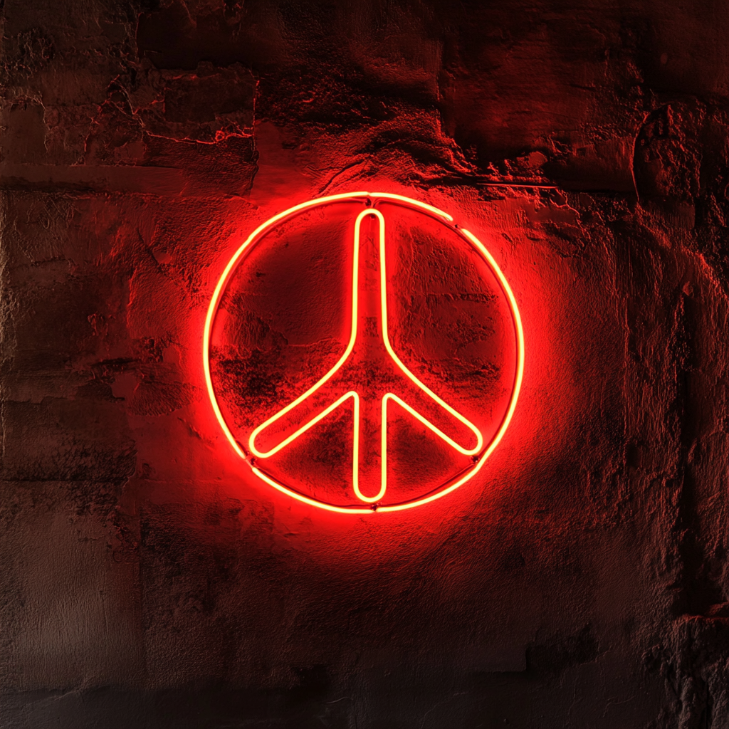 Peace Sign - Red Neon Sign, 18 Inches