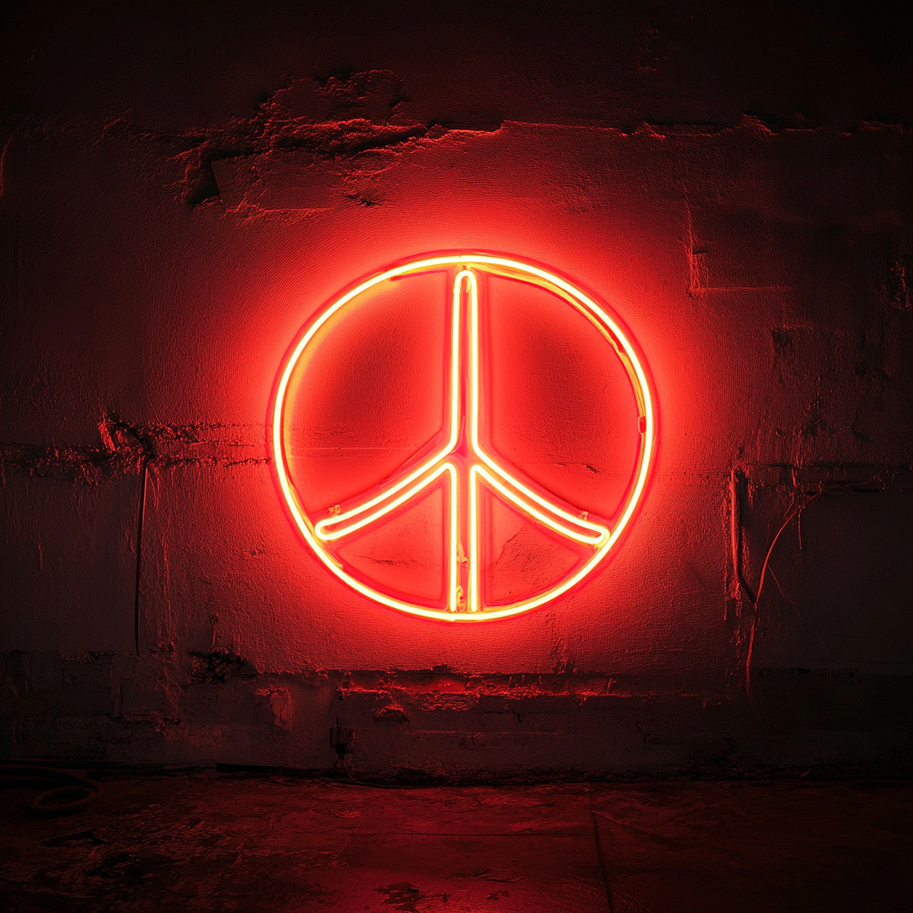 Peace Sign - Red Neon Sign, 18 Inches