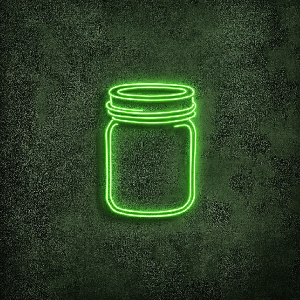 Peanut Butter Jar - Green Neon Sign, 24 Inches