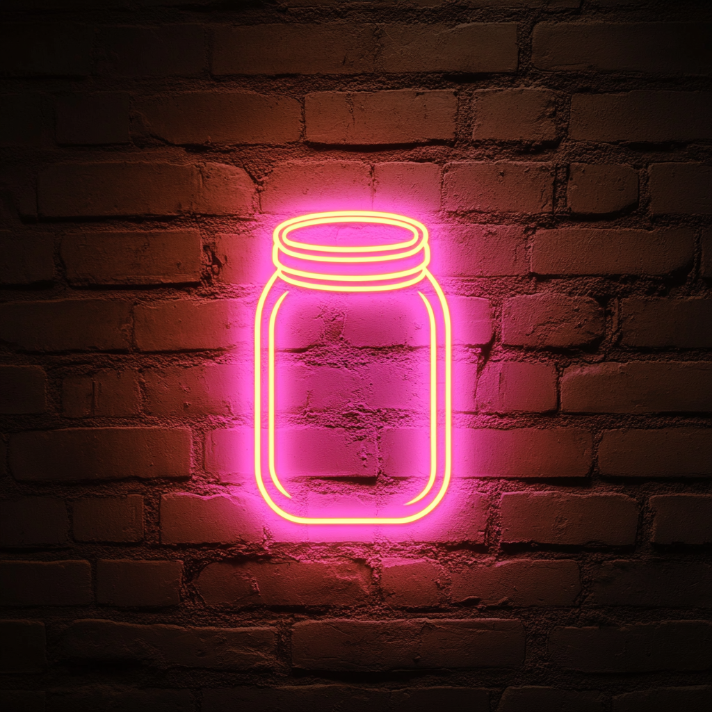 Peanut Butter Jar - Pink Neon Sign, 24 Inches