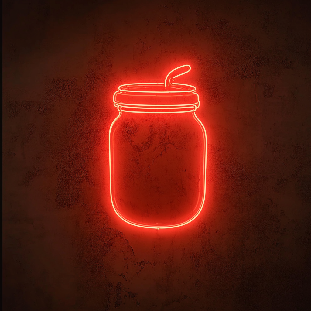 Peanut Butter Jar - Red Neon Sign, 18 Inches