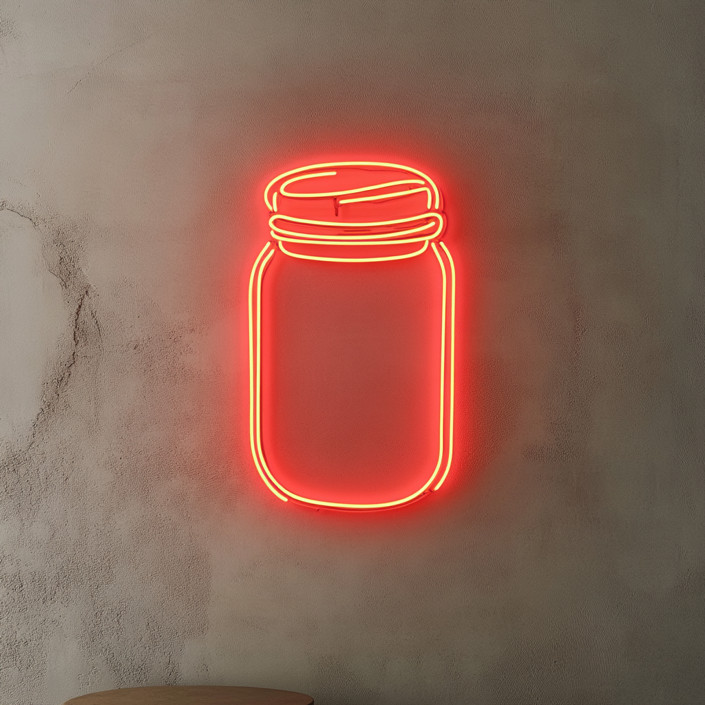 Peanut Butter Jar - Red Neon Sign, 24 Inches