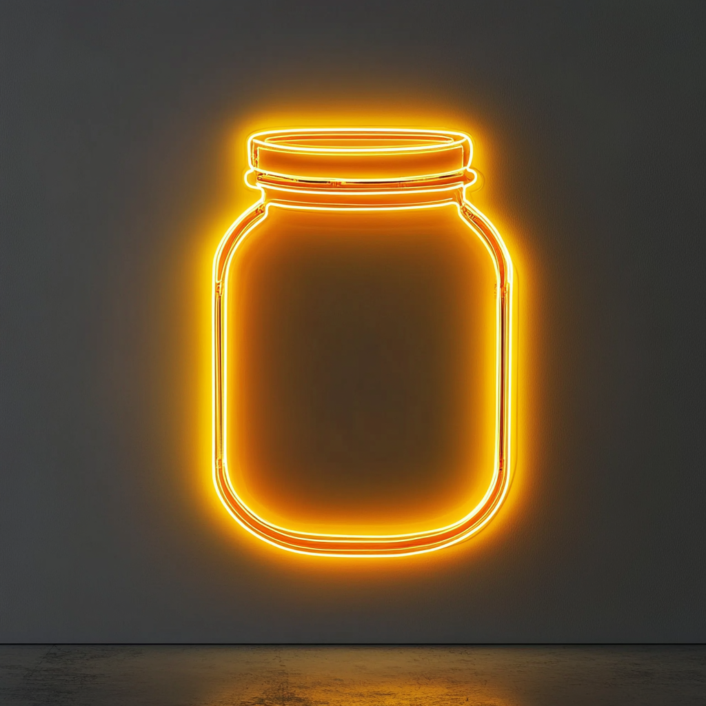 Peanut Butter Jar - Yellow Neon Sign, 24 Inches