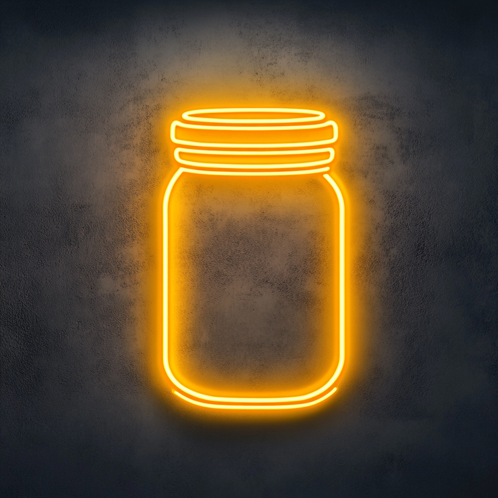 Peanut Butter Jar - Yellow Neon Sign, 24 Inches