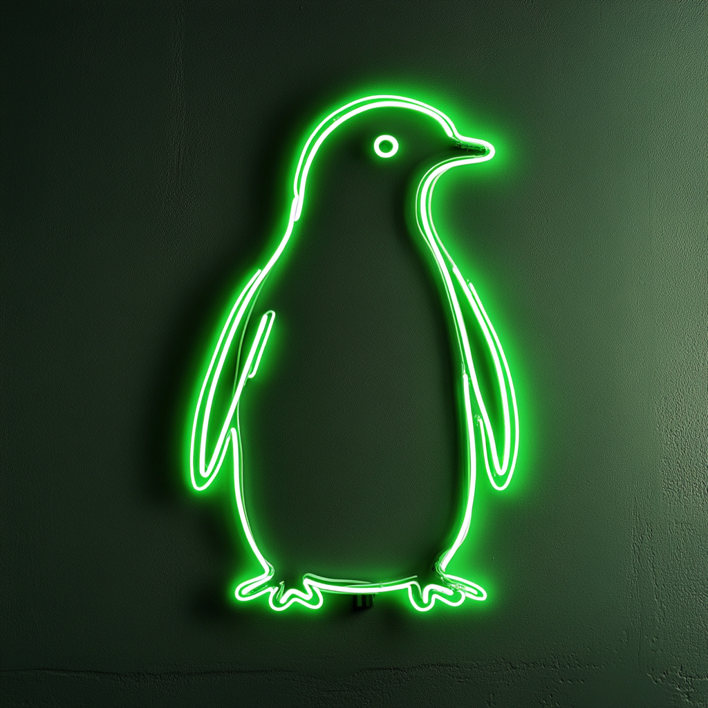 Penguin - Green Neon Sign, 24 Inches