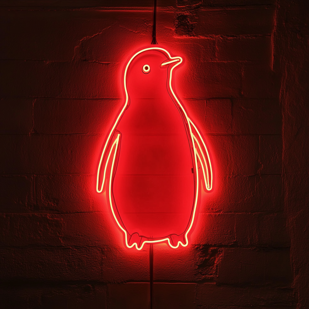 Penguin - Red Neon Sign, 18 Inches