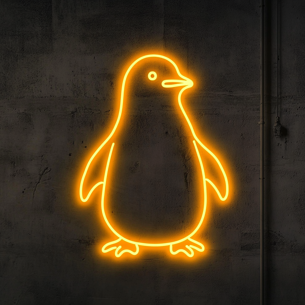 Penguin - Yellow Neon Sign, 24 Inches