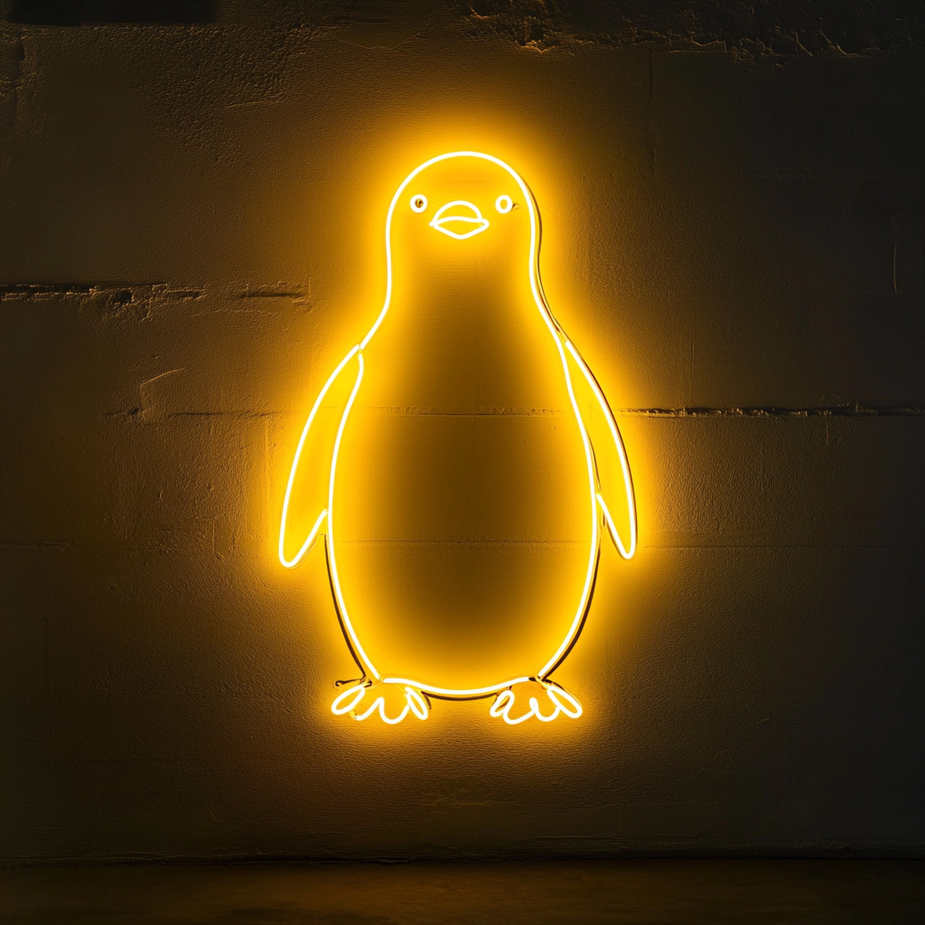 Penguin - Yellow Neon Sign, 18 Inches