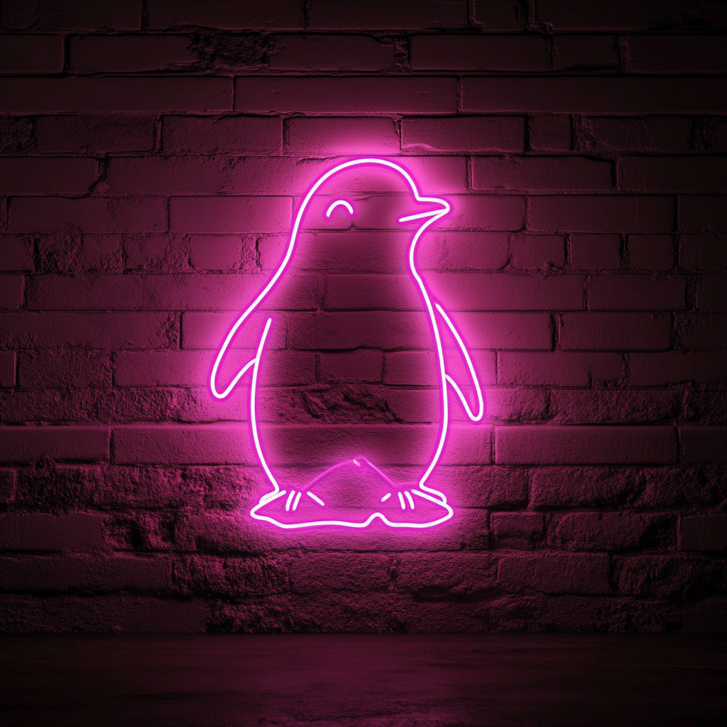 Penguin with Iceberg - Pink Neon Sign, 24 Inches