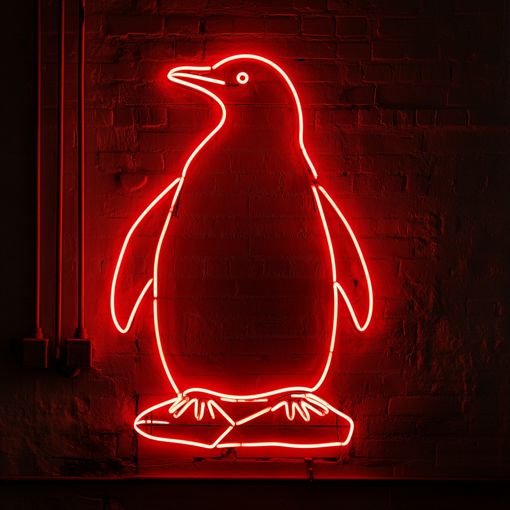 Penguin with Iceberg - Red Neon Sign, 24 Inches