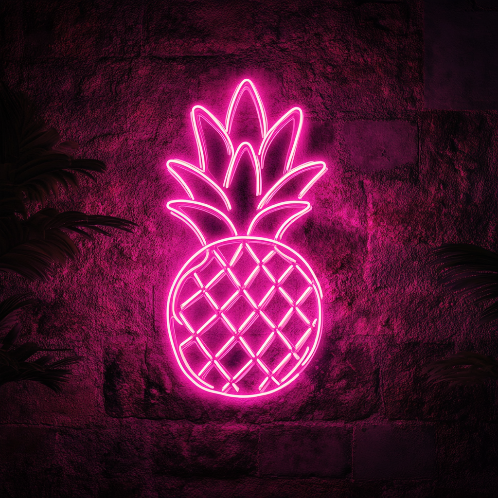 Pineapple Crown - Pink Neon Sign, 18 Inches