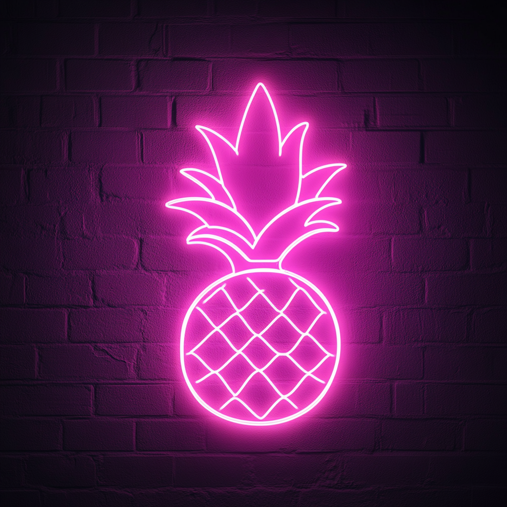 Pineapple Crown - Pink Neon Sign, 24 Inches