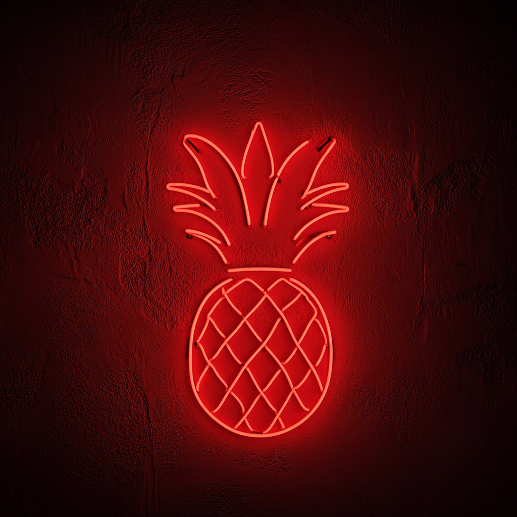 Pineapple Crown - Red Neon Sign, 18 Inches