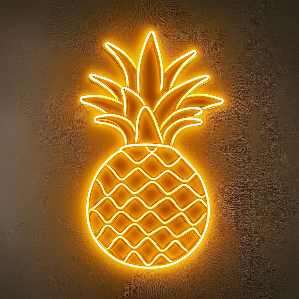 Pineapple Crown - Yellow Neon Sign, 24 Inches